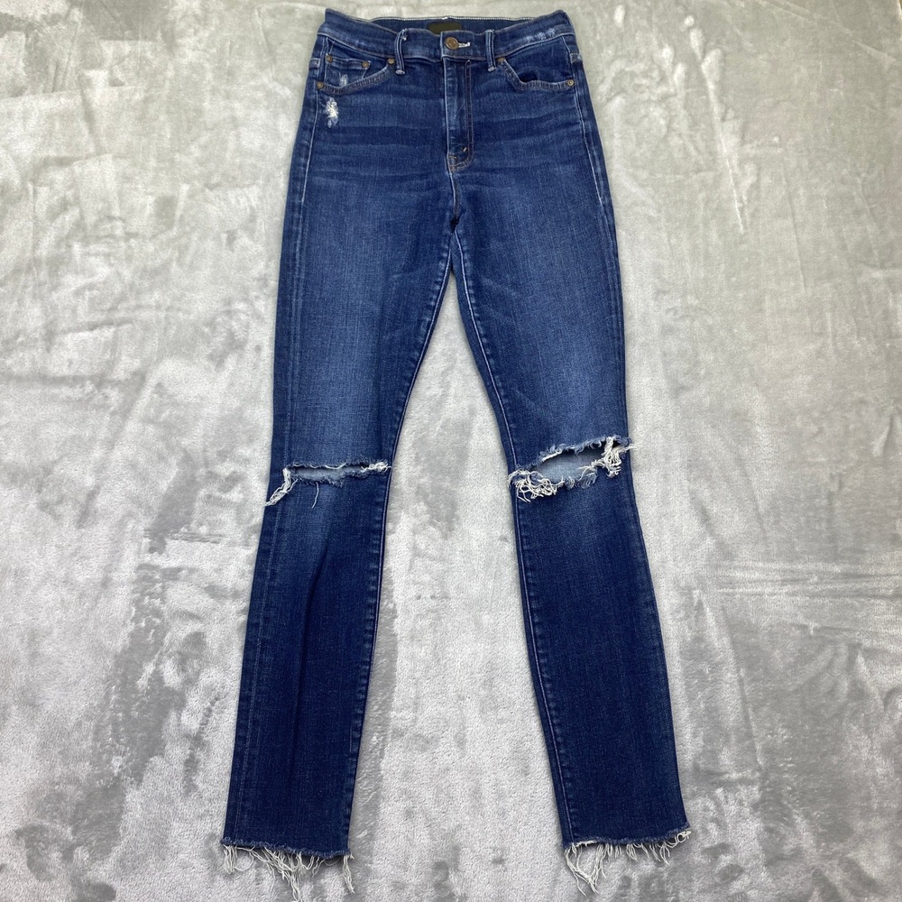 MOTHER Swooner Partner in Crime Distressed High Rise Skinny Jeans Sz 25 Fits 22"